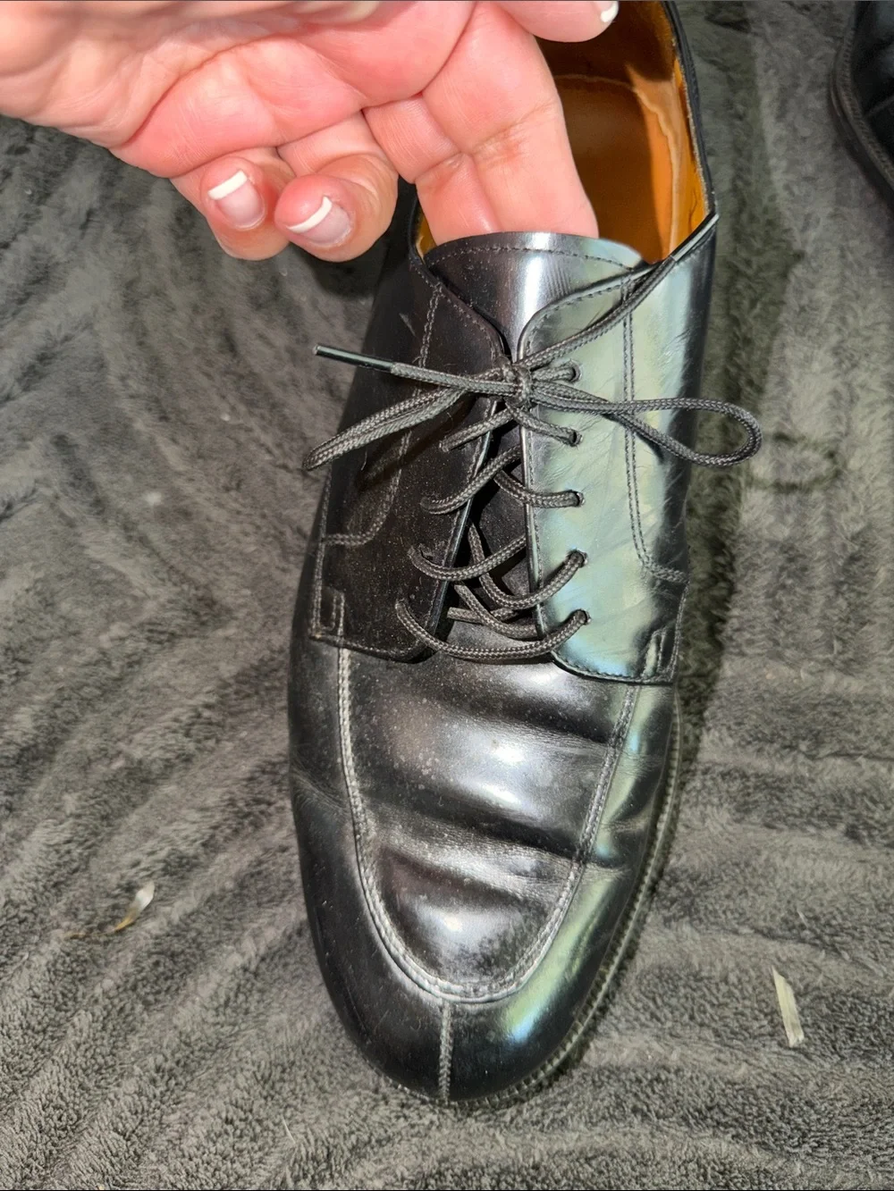 Men's Black Leather Lace-Up Dress Shoes